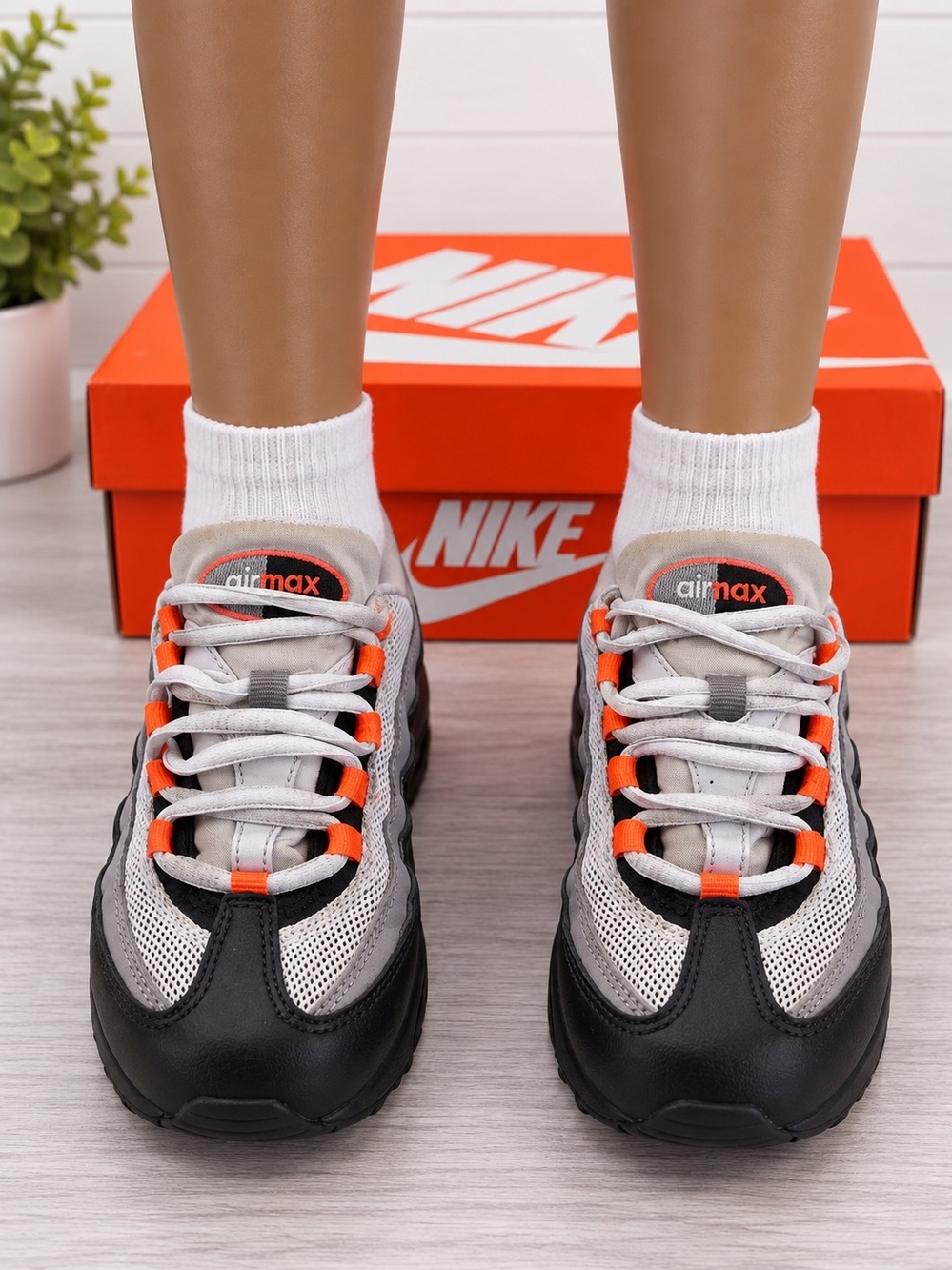 Nike Kids Grey, Black & Orange Air Max Sneakers